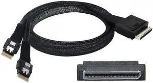 Aomoproing OCuLink PCIe PCI-Express SFF-8611 8x 8-Lane to Dual SFF-8654 Slimline 4x SSD Data Active Cable 50cm