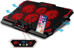 Gaming Laptop Cooler Notebook Cooling Pad 6 Silent Red LED Fans Powerful Air Flow Portable Adjustable Laptop Stand 2600RPM Laptop Cooling Pad