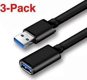 USB 3.0 Extension Cable - A-Male to A-Female Adapter Cord - 1.6 Feet (3-Pack)