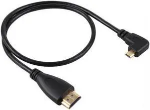 Aomoproing  Left Angled 90 Degree Micro HDMI to HDMI Male HDTV Cable for Cell Phone & Tablet & Camera