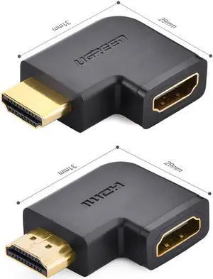 2 Pack HDMI Adapter 90 and 270 Degree Right Angle HDMI Male to Female Adapter Support 3D 4K 1080P HDMI Extender for TV Stick, Chromecast, Nintendo Switch, Xbox, PS4, PS3, Laptop, PC 2 Pack HDMI Adapter 90 and 270 Degree Right Angle HDMI Male to Female Adapter Support 3D 4K 1080P HDMI Extender for TV Stick, Chromecast, Nintendo Switch, Xbox, PS4, PS3, Laptop, PC