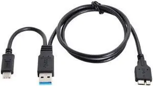 Aomoproing Combo USB-C USB 3.1 Type-C & USB3.0 Type-A Host to Micro USB 3.0 Target Data Cable for Disk