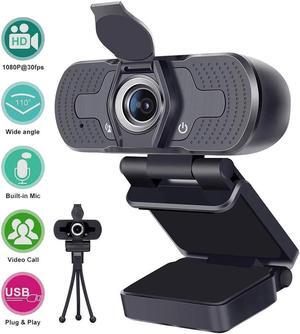 1080p HD Webcam W8, USB Desktop Laptop Camera, Mini Plug and Play Video Calling Computer Camera, Built-in Mic, Flexible Rotatable Clip