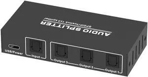 3 Way Spdif Toslink Optical Digital Audio Splitter 1 input 3 Outputs Support LPCM 2.0 / DTS / AC3 Audio Switcher