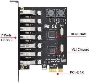 Aomoproing 7 Ports PCI-E to USB 3.0 HUB PCI Express Expansion Card Adapter 5Gbps for Motherboard