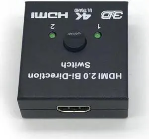 4K HDMI 4K 2 Ports Bi-Direction Switch, 2 x 1 / 1 x 2 Hub-HDCP Passthrough, Supports Ultra HD 4K, 3D, 1080P, 1080i, 720p, No power Source need - Black