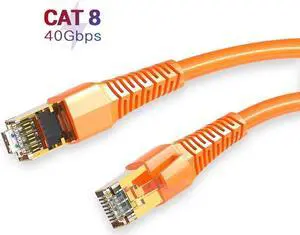 16.4FT/5M Orange Cat8 Ethernet Cable SSTP Super Speed 40Gbps 2000MHz RJ45 Network Lan Patch Cord for PC Modem Router RJ 45 Ethernet Cable