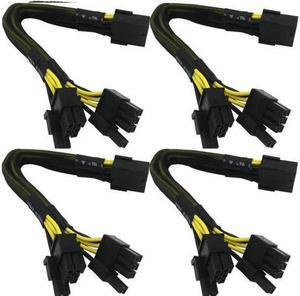 16 Gauge 8-Pin Female to Dual 8 Pin (6+2) Male 30.5 cm (12-inch) 16 AWG PCI-E GPU Miner Graphics Video Card VGA Sleeved Braided Woven Extension Power Cable Splitter Black Swan Mining 4/Pack