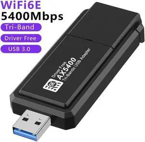 USB3.0 Triple Band 5400Mbps Esports Wireless Network Card Drive Free Desktop Computer WiFi6E Wireless Network Card Receiver Windows 10/11 Only