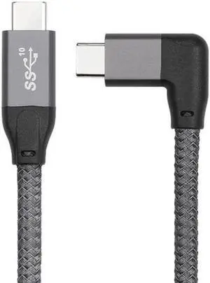 Aomoproing  90 Degree Right Angled Type-C USB-C Male to Male USB3.1 10Gbps Data Cable 50cm for Laptop & Phone
