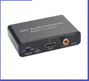 ARC audio return converter, HDMI audio adapter, Remote control volume adjustment, DAC audio converter
