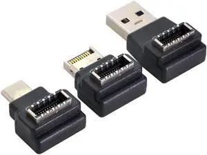 3pcs Type-A & Type-C Header Female Type-E to Male Adapter USB 3.1 Front Panel