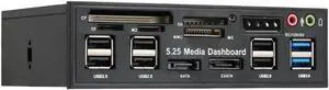 Multi-Function USB 3.0 Hub eSATA SATA Port Internal Card Reader PC Dashboard Media Front Panel Audio for SD MS CF TF M2 MMC Memory Cards Fits 5.25" Bay