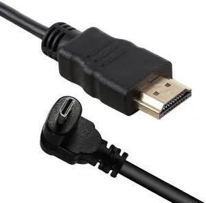 Aomoproing Up Angled 90 Degree Micro HDMI to HDMI Male HDTV Cable for Cell Phone & Tablet & Camera