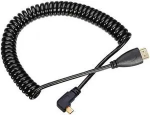 Aomoproing  Stretch Right Angled 90 Degree Micro HDMI to HDMI Male HDTV Cable for Cell Phone & Tablet & Camera