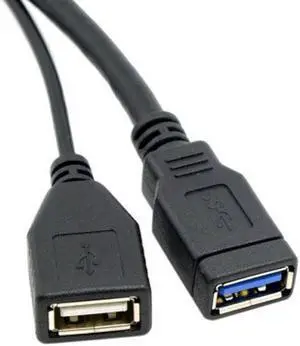 Aomoproing Black USB 3.0 Male to Dual USB Female Extra Power Data Y Extension Cable for 2.5" Mobile Hard Disk