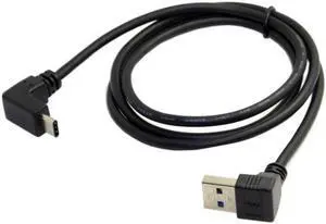 Aomoproing USB 3.1 USB-C Up & Down Angled to 90 Degree Down Angled A Male Data Cable for Tablet & Phone