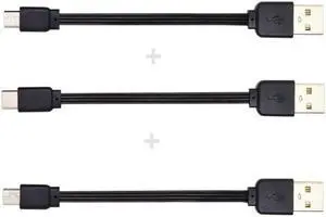 Aomoproin 3pcs/lot 13cm USB 2.0 Type-A to Mini Micro USB Type-C Male Data Flat Slim FPC Cable for FPV & Disk & Phone