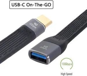 Aomoproing USB 3.1 Type C Male Host to USB3.0 Type A Female OTG Flat Slim FPC Data Cable for Laptop & Phone