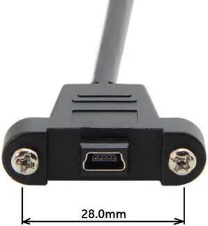 Aomoproing Panel Mount Type Mini USB 5Pin Male to Female Extension Adapter Cable with Screws 50cm