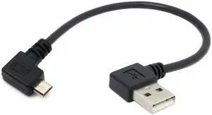 Aomoproing Right angled 90 Degree Micro USB Male to USB Left Angled Data Charge Cable 0.2m