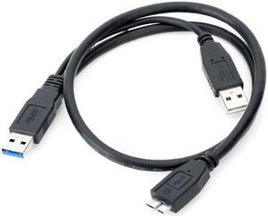 Aomoproing  Dual USB3.0 A Male to Micro USB 3.0 Y cable with Extra Power for Mobile HDD