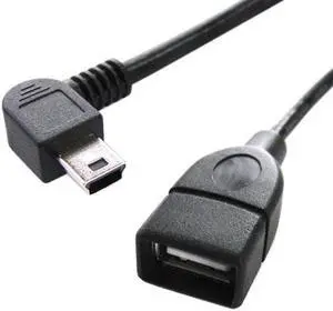 Aomoproing USB 2.0 A Female OTG to Left Angled 90 Degree Mini B Male Cable 10cm