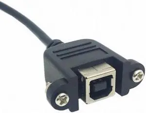 Aomoproing  90 Degree Right Angled USB B Type Male to Female extension cable with screws for Panel Mount 50cm