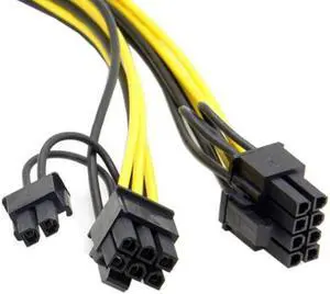 Aomoproing  PCI-E PCI Express ATX 6Pin Male to Dual 8Pin & 6Pin Female Video Card Extension Splitter Power Cable
