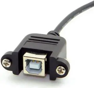Aomoproing USB 2.0 B Type Male to Female Printer Scanner Hard Disk Extension Cable with Screws for Panel Mount 50cm