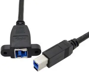 Aomoproing  Super Speed USB 3.0 Back Panel Mount B Female To Male B Type Extension Cable 0.5m