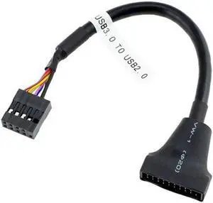 Aomoproing  USB 2.0 9Pin Motherboard Housing Male to USB 3.0 20pin Header Device Female Cable