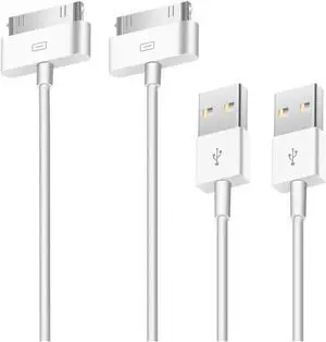 2pcs 3.3 Feet 30 Pin USB Sync Charging Cable Cord Replacement for Old Apple iPhone 4/4S 3G/3GS iPad 1/2/3 iPod Nano/iPod Touch