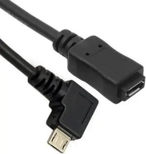 Aomoproing Micro USB 2.0 90 Degree Right Angled Male to Female Tablet Phone Extension Cable 50cm