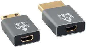 Aomoproing 2pcs/set Compatible Micro HDMI Female to Mini Male & HDMI 1.4 Male Adapter 4K@60hz