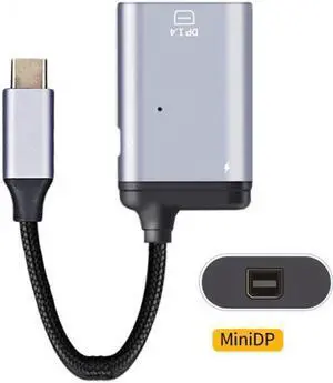 Aomoproing USB-C Type C to Mini DP Displayport Monitor Converter Adapter 4K 2K 60hz with Female PD Power Port