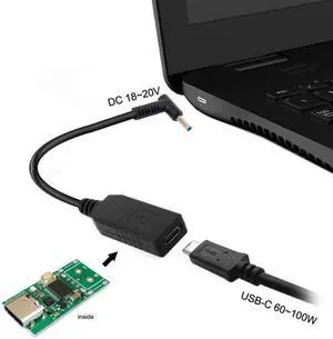 Aomoproing USB 3.1 Type C USB-C to DC 20V 4.5 3.0mm Power Plug PD Emulator Trigger Charge Cable for Laptop