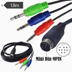 MINI DIN 9P cable mini din 9pi to 3*DC3.5mm red Green Blue audio cable Mini din
