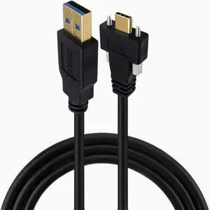 Elbow with screw Type-C to USB 3.0 public industrial camera SLR gold-plated port lock panel 3.1 data cable Straight 0.3m