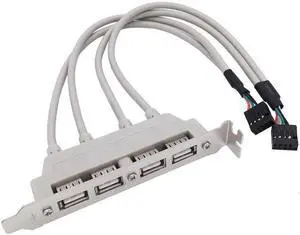 Aomoproing PCI-E 4 Ports USB 2.0 Female Screw to Motherboard 9pin Header Cable with Bracket