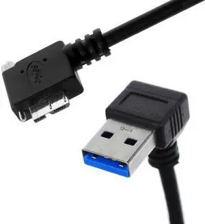 Aomoproing  Down Direction Right Angled 90 Degree USB 3.0 A plug to Micro B Plug Left Angled locking screws Panel Cable 40cm