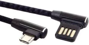 Aomoproing Micro USB 5Pin to Left Right Angled 90 Degree USB 2.0 Data Cable with Sleeve for Tablet & Phone 15cm