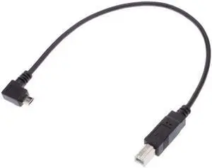 Aomoproing 30cm Right Angled 90 Degree Micro USB OTG to Standard B Type Printer Scanner Hard Disk Cable