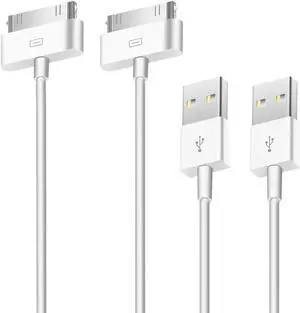 2pcs 30 Pin USB Sync Charging Cable Cord Replacement for Old Apple iPhone 4/4S 3G/3GS iPad 1/2/3 iPod Nano/iPod Touch