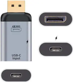 Aomoproing USB-C Type C Female Source to Displayport DP Sink HDTV & PD Power Adapter 4K 60hz 1080p for Phone & Laptop