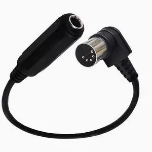 6.35mm 1/4" female TRS turn 90° elbow 5Pin 5-pin DIN MIDI cable keyboard guitar Left Angle