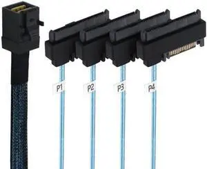 Aomoproing  Internal Mini SAS SFF-8643 Host to 4 SAS 29Pin SFF-8482 Target Disk 6Gbps Data Server Raid Cable