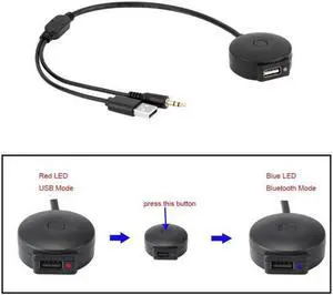 Aomoproing  USB & 3.5mm AUX to Bluetooth Audio Aux & USB Female Adapter Cable For Car BMW