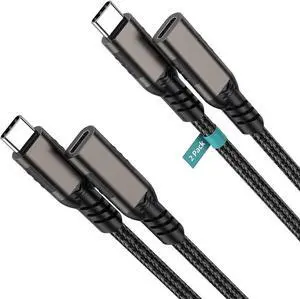 USB C Extension Cable [6.6ft, 2Pack], USB Type-C Male to Female Cord, [USB3.1 Gen2/10Gbps] Sync Transfer USB C Extender 100W Fast Charging UHD 4K Video for MacBook,Laptop,Tablet,Mobile Phone and More