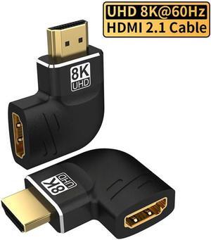 8K HDMI2.1 Extension Adapter Gold Plated HDMI Male to Female Flat 90&270 Degree Right Angle Adapter,  Support 8K@60Hz, 4K@120Hz, HDR, eARC, Compatible with HDTV Stick Switch Xbox One PS4 Laptop PC